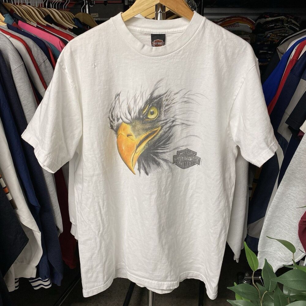 Vintage 1998 Harley-Davidson Blue Springs Bald Eagle Biker T-Shirt Men Size XL